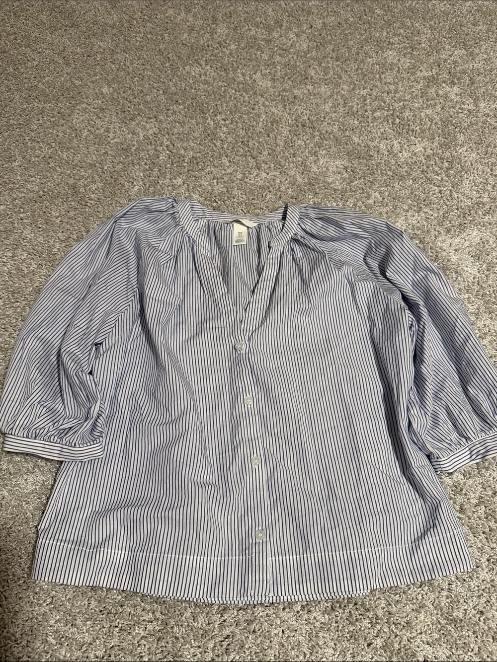 H&M Blue & White Vertical-Stripe Button Down Shirt